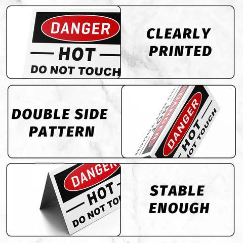No Nonsense Aluminum Tent Warning Signs, Double Sided Heat Hazard Plates, 5 X 3.5 Inch tags showing clear printed double side pattern design.
