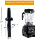 Low Profile Tamper For 64-Ounce And 40-Ounce Containers BPA-Free Plastic shown beside black blender