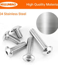 8-32 304 Stainless Steel Button Head Socket Cap Screws Kit With Allen Hex Drive Fully Threaded Machine Bright Finish