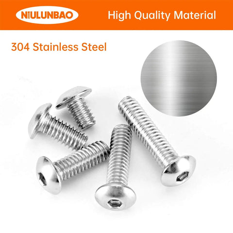 8-32 304 Stainless Steel Button Head Socket Cap Screws Kit With Allen Hex Drive Fully Threaded Machine Bright Finish