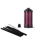 65 Inch Glass Honeycomb Burgundy Outdoor Torch For Patio And Backyard Decor Convertible Lamp With Weather Resistant Design Long Lasting Wick Snuffer And Pole Kit Included showing parts laid out
