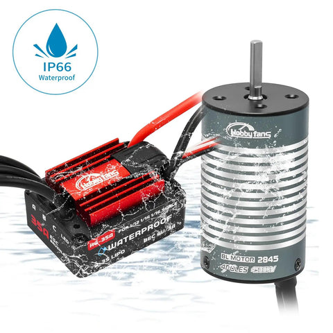 Brushless 2845 4500KV Beast Motor and 35A Waterproof ESC for Traxxas E-Revo with water splash demonstration.