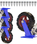 Heavy Duty Caster Set Of Four With Locking Brakes And Professional Rubber Swivel Wheels designed with durable rubber wheels and steel forks.