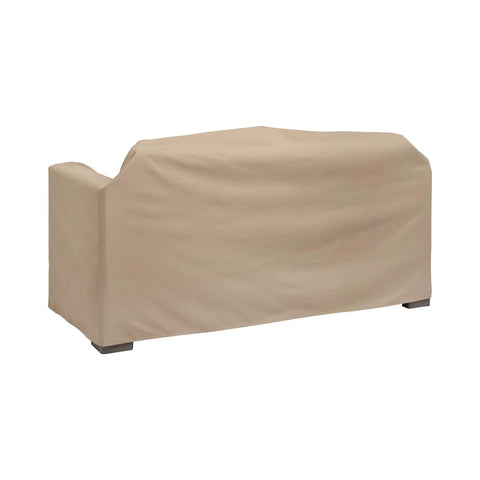 Khaki Heavy Duty PVC Patio Loveseat Cover With Waterproof Backing Keeps Your Outdoor Sofa Dry Rain Or Shine Size 55 Inches Long