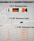 No Sweat 500 Cc Manual Fluid Extractor Pump With Long Hose For Dead Simple Oil Removal Smooth Brake Fluid Swap And Quick Coolant Fill On Trucks Or Classic Cars with extension hose details.