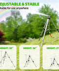 Tripod Base Brass Impact Sprinkler With Pulsating 360 Degree Coverage, adjustable telescoping height options demonstration.