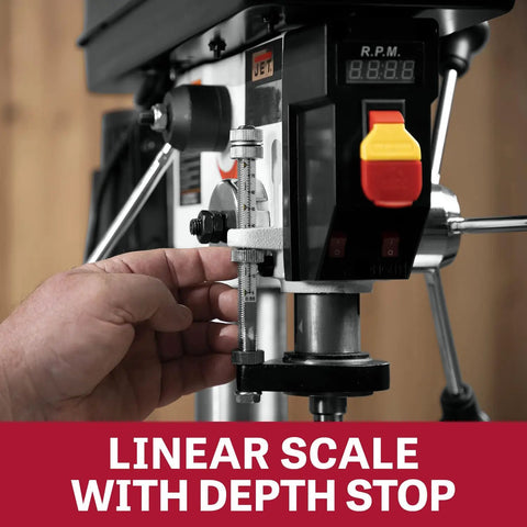 12-Inch Benchtop Drill Press With Variable Speed 530-3100 RPM, 1/2 HP, 115V Single Phase, Compact Cast Iron Base Fits Small Benches, Oversized Ergonomic Knobs, LED Work Light, And Retractable Roller Extension For Precise, Easy Drilling