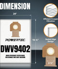 Replacement Fleece Filter Bags For DeWalt Dust Extractors Self Cleaning 5 Pack Compatible With DWV9402 diagram dimensions 24x15.5 inches