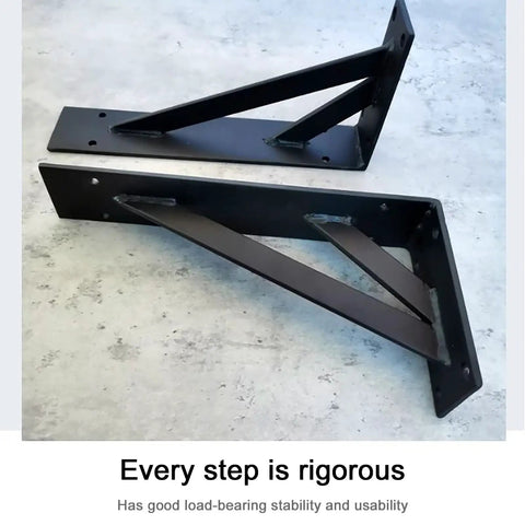 Badass Heavy Duty Shelf Brackets Featuring Rust Proof Powder Coated Steel Wall Mount, black, showing support for shelves.