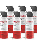 Six cans of Staples Electronics Duster, designed for cleaning electronics with moisture-free residue-free formula.