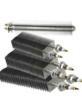 Rock Solid Electric Finned Tubular Heater Delivering Quick Strike Warmup 1500W 230V Power showcasing stainless steel finned design and connectors.