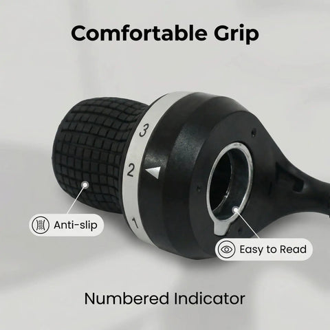 Close-up of 21 Speed Twist Grip Shifter Set for mountain bikes with anti-slip texture and numbered indicator for MTB city bikes.