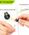 Dnairtly garage parking aid 2-pack: close-up of white nylon rope threaded through a black adjustable stopper.