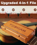Guitar fret end beveling file 4-in-1 on wooden block, TOSICAN brand