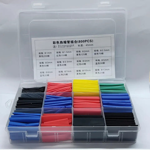 Ultra Stretchable Evenoonest Heat Shrink Tubing Kit With Flame Retardant Wire Cable Sleeves For Tough Electrical Repairs And High Expansion Ratio Assortment Of 780 Pcs To Fix Damaged Cables Fast Without Removing Connectors. 800pcs multicolor heat shrink tubing kit in organizer case, 45mm sleeves