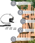 Heavy Duty Self Latching Gate Hook With Spring Release Cable, carbon steel latch and spring cable for outdoor wood gates.