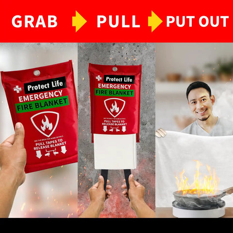 Two Pack 40x40 Inch Fiberglass Emergency Fire Blankets With Protective Gloves Wall Hooks And Storage Case For Home Kitchen Car Or Camping Fire Safety Kit For Quick Fire Suppression And Peace Of Mind in use by smothering stovetop flames