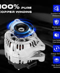 Front view of Beefed-Up 3.5L Alternator Replacement for Hyundai Santa Fe 2003-2006 showing copper winding and features