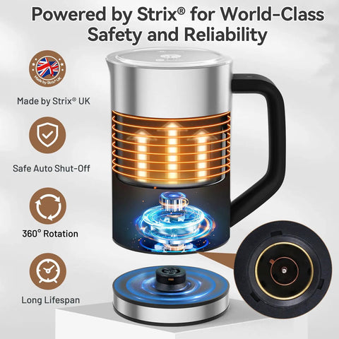 Electric Milk Frother Stainless Steel 8.4oz Capacity Hot And Cold Foam Maker 3 In 1 Auto Frother with safety features