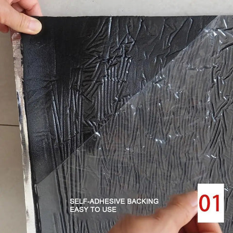 Heavy Duty Self Adhesive Acoustic Foam Panels With Aluminum Foil Backing for Sound Insulation showing textured self-adhesive side.