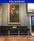 Museum display with Blue Velvet Stanchion Rope With Polished Gold Hooks 4 Pack Crowd Control Barrier Ropes