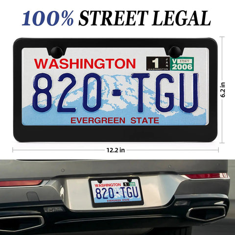 Set Of Two Matte Black Aluminum License Plate Frames For Front And Rear With Narrow Bezel And Rounded Corners Corrosion Resistant Finish Includes Screws Caps And Washers A Slick Durable Upgrade For Your Ride on car