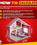 Illustration showing how to calculate wall area for Mega Size Spray Foam Insulation Kit With Eighteen Thirty Ounce Cans Of Expanding Foam Sealant Spray.