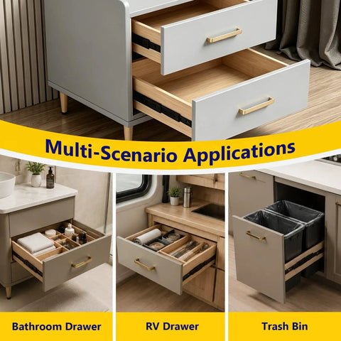 Beefy Heavy Duty Drawer Slides With Ball Bearing Runners Side Mount 1 Pair Steel Cold Rolled Construction Soft Close With Anti Collision Pads Perfect For Kitchen Drawers Dressers And Cabinet Pull Outs 4 To 20 Inches Range in multi-scenario drawers