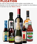 Various bottles suitable for use with GazogJ Adjustable Heat Shrink Gun 1600W for wine bottle capsule shrinking.