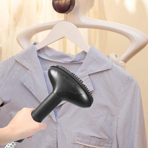 Durable Garment Steamer Hose Replacement for Clothes in use on a striped shirt