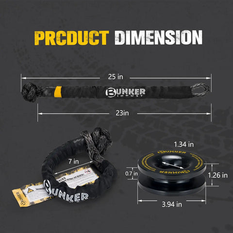 Heavy Duty Synthetic Soft Shackle With Winch Ring And Recovery Ring Snatch Rope Towing Straps Block Pulley Kit dimensions