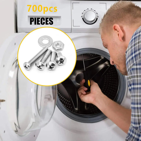 Durable Stainless Steel UNC Machine Screws Nuts And Washers Kit For DIY Projects, 700-piece grab-and-go fastener set