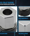 ER32 Collet Block Set Square Hexagon Workholding Holder For CNC Milling Lathe 40Cr Alloy Steel precision machined with hexagon shape