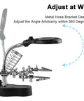 Helping Hands Magnifying Glass Soldering Station With LED Lighted Magnifier 3.5X 12X and Pro Grade Alligator Clip Clamps on stand