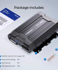 DC To DC MPPT Battery Charger 12V 40A 670W Dual Charging For RV And Marine Use package contents with charger, manual, and screws.