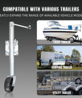 Road DAWG bolt-on trailer tongue jack with 10-inch wheel for RV/boat trailers, heavy-duty steel, 1000 lb capacity