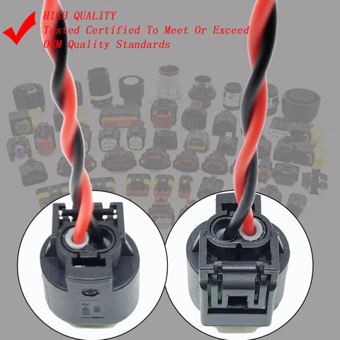Straight Up Engine Coolant Temperature Sensor Harness Connector Plug Drop In Ready Replacement, black and red wiring, suitable for Chevy models.