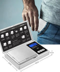 Pocket Gram Scale With 200g Capacity And 0.01g Precision Tiny Jewelry Scale fits into pocket next to jeans demonstration