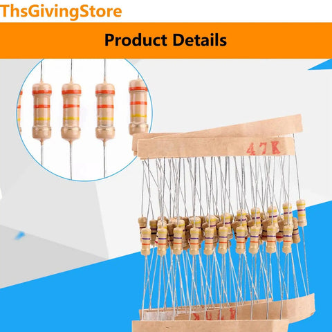 Close-up of Beast 1000 Piece Carbon Film Resistors Kit with clear band markings for DIY projects and experiments