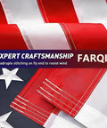 2.5 By 4 Ft American Flag Pole Sleeve For Outdoor Use, Built To Last Nylon Construction, Tear Resistant, Embroidered Stars