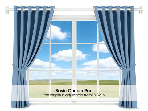 Two Pack Small Curtain Rods Adjustable 18 to 32 Inches White Sash Rod for French Doors and Windows Five Eighth Inch