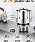 Vourtm 3/4 Npt Hydraulic Breather Cap With 40 Micron Filtration Vent Cover on metal surface for heavy machinery use.