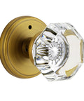 Antique Brass Glass Door Knobs With Privacy Lock, Vintage Crystal Octagon Door Knobs For Bedroom And Bathroom, Real Glass Knobs