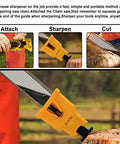 Portable Teeth Chainsaw Sharpener With Bar Mount For Fast Sharpening Fits 14 16 18 20 Inch Chainsaws, two holes bar, in use.