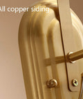 Close-up of Modern Retro Copper Wall Lamp Sconce with all copper siding for bedroom and hallway wall mounted use.