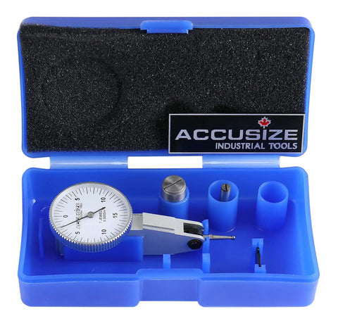 Dial Test Indicator 0.03in X 0.0005in Travel 0.03in With Fitted Box P900-S108 Dovetails On Top And Back For Dead-On Positioning Includes 3 Eighth Inch And 5 Thirty-Second Inch Clamps Fully Jeweled Movement Contact Point Adjustable 230 Degrees