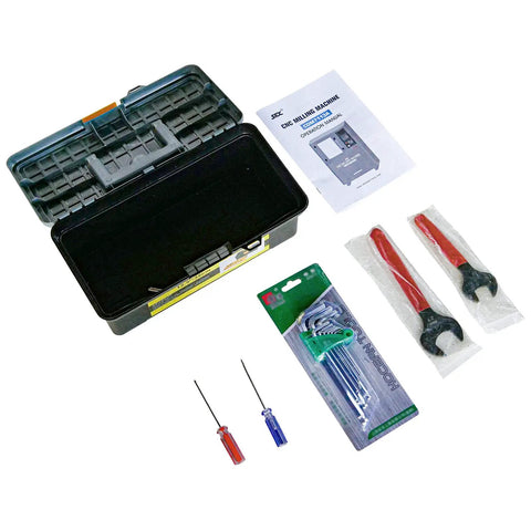 Tool kit and manual for Beast 110V Single Phase CNC Milling Machine with 12000RPM spindle, includes wrenches and hex keys