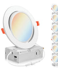 Sleek Dope 6 Inch LED Recessed Lights With J Box Gimbal Eyeball Canless Panel 5 Color Temperature Switch 2700K 3000K 3500K 4000K 5000K 12W Dimmable IC ETL showcased with multiple units