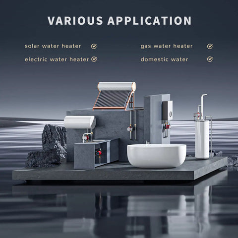 Efficient Hot Water Recirculating Pump 93W with various water heater applications displayed including solar and electric models.