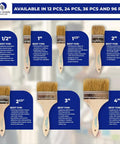 No Hassle One Inch Disposable Chip Brushes With Natural Bristles For Smooth As Butter Paint And Stain Touch Ups In A Twelve Pack Straight To Your Tool Shed Today displayed with different sizes and uses.